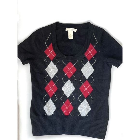 A. Giannetti Argyle 100% Cashmere Sweater Tee M Preppy Old Money Succession - Picture 3 of 5